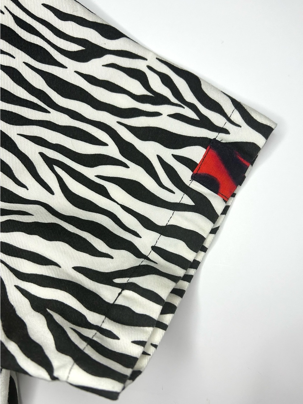 R13 Tony Shirt Black & White Zebra Button-Down with Yellow Leopard Chest Pocket - Picture 8 of 13